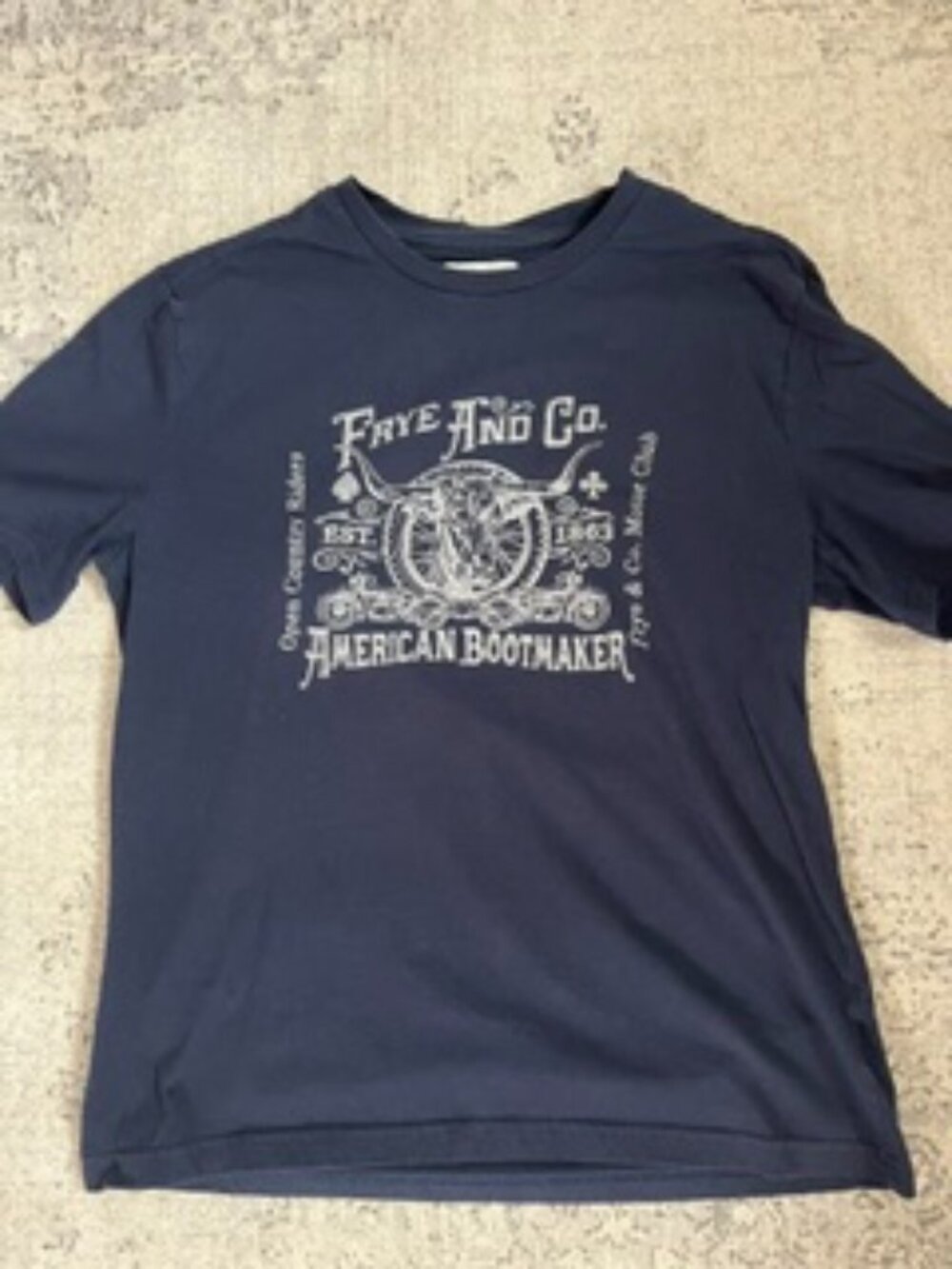 Frye and Co. Navy "American Bootmaker" T-Shirt Men's L